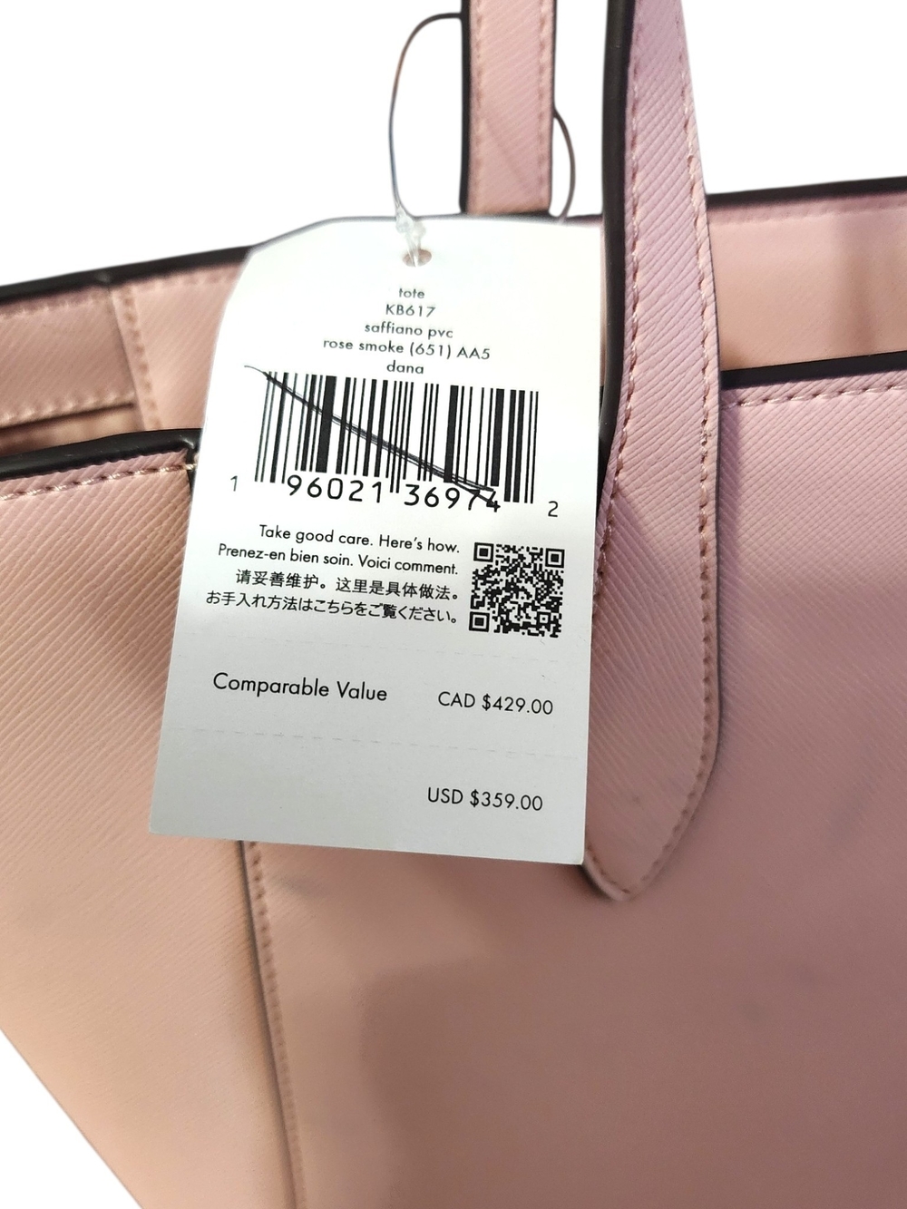 KATE SPADE NY Dana Rose Smoke Leather Large Tote Bag - Picture 8 of 16